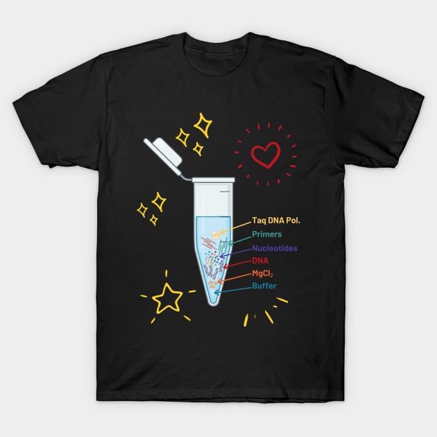 The Perfect PCR Polymerase Chain Reaction Process Steps Chemicals Biology Science Pipette Tubes T-Shirt by labstud